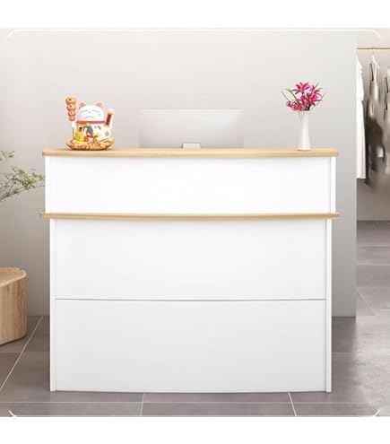 ホワイト レジカウンター 引き出し付き Amazon.co.jp: Dlwk 受付カウンター レ木製のレセプショ レジ係